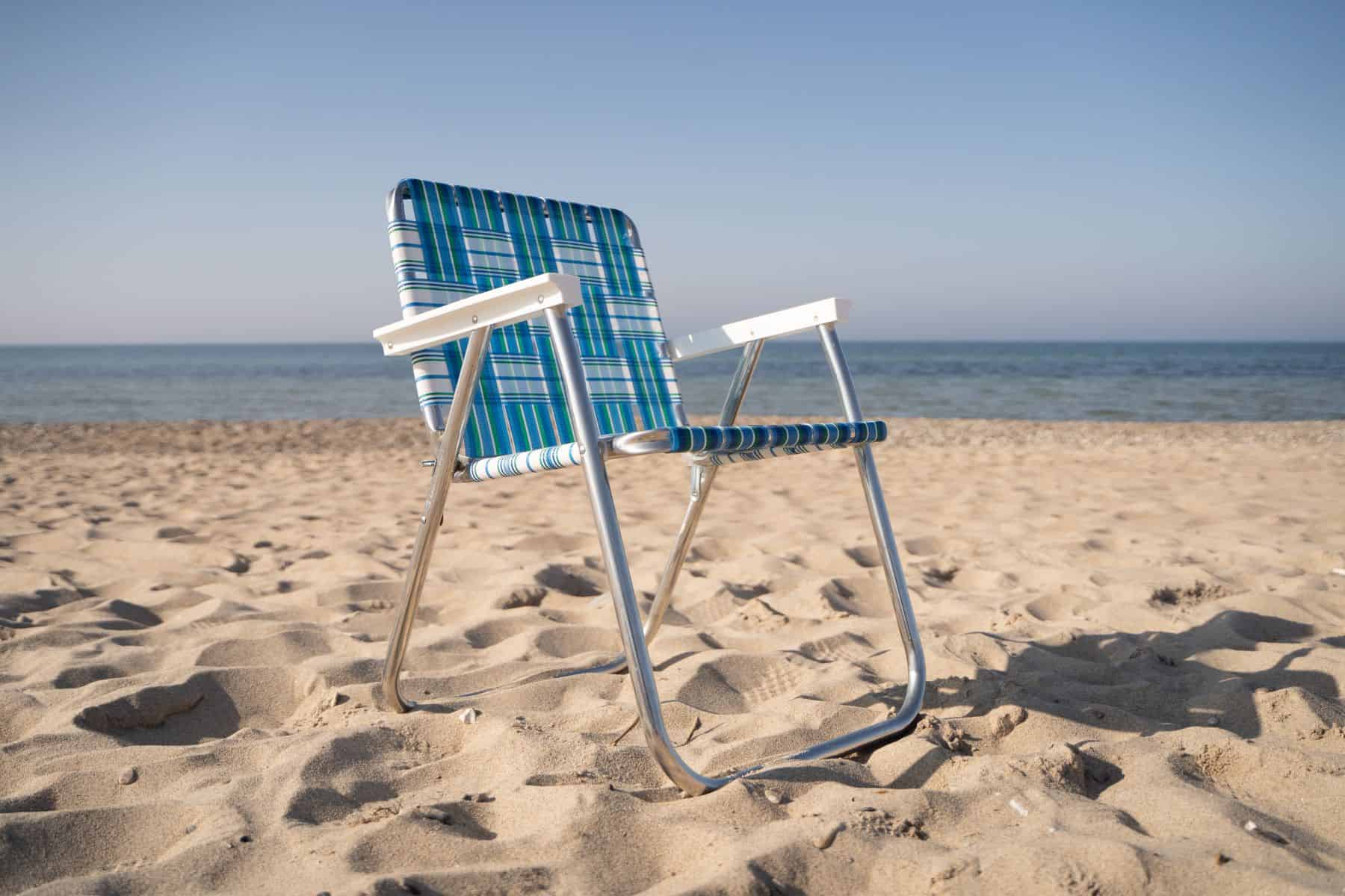 Lawn Chair Usa Alminum Webbed On Beach