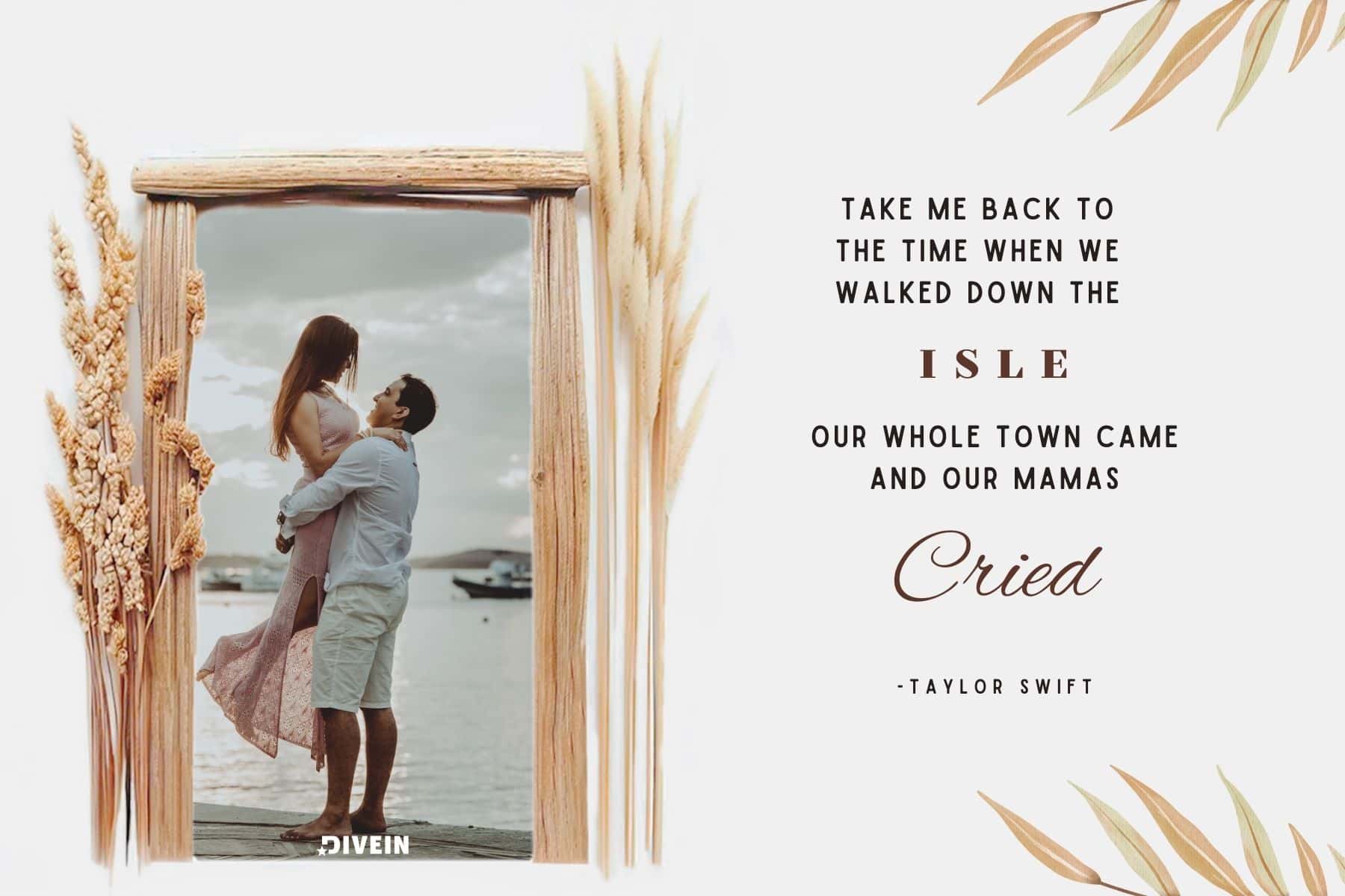 happy anniversary captions. take me back to the time when we walked down the aisle our whole town came and our mamas cried by taylor swift