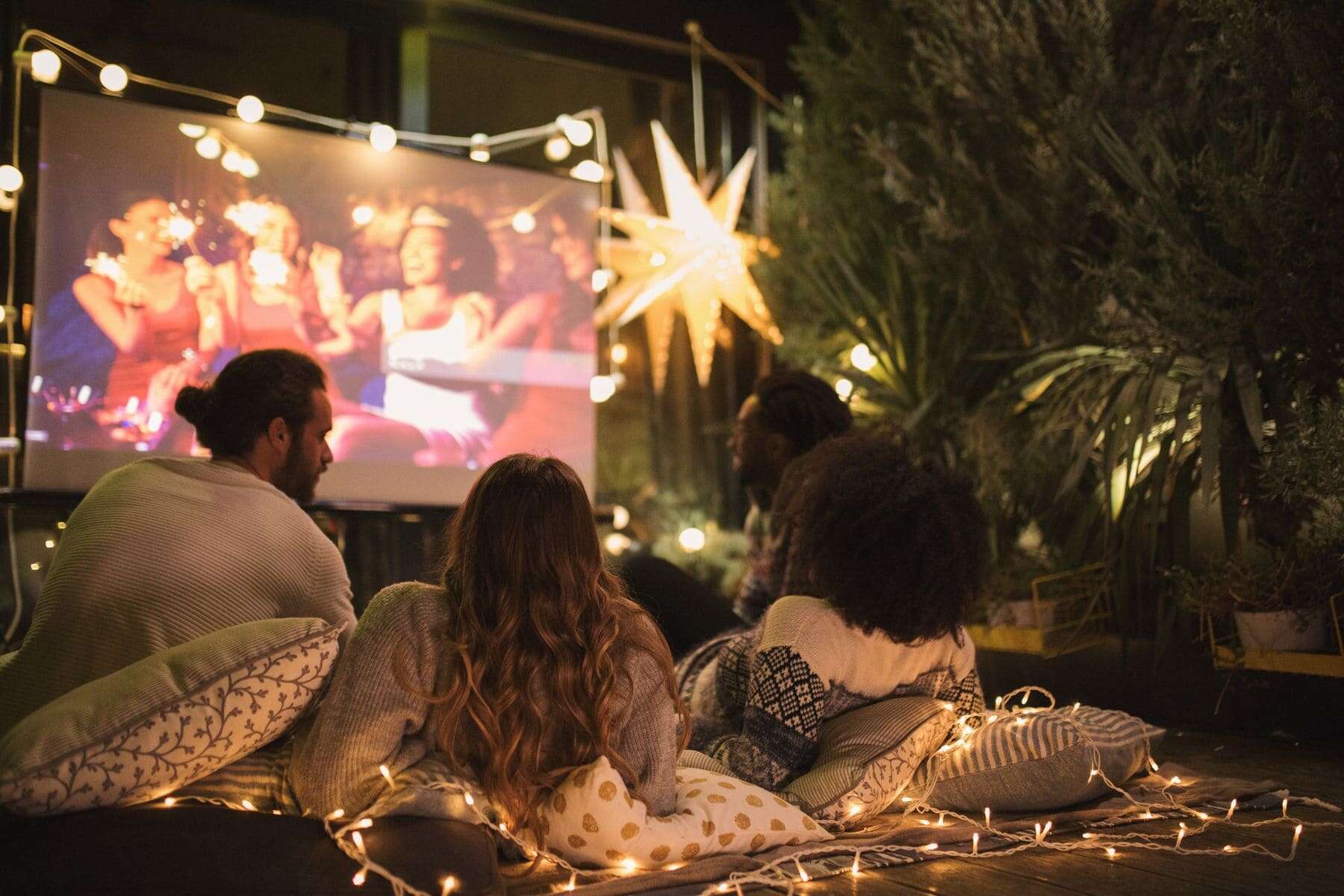 at home anniversary ideas. backyard movie night with a twist