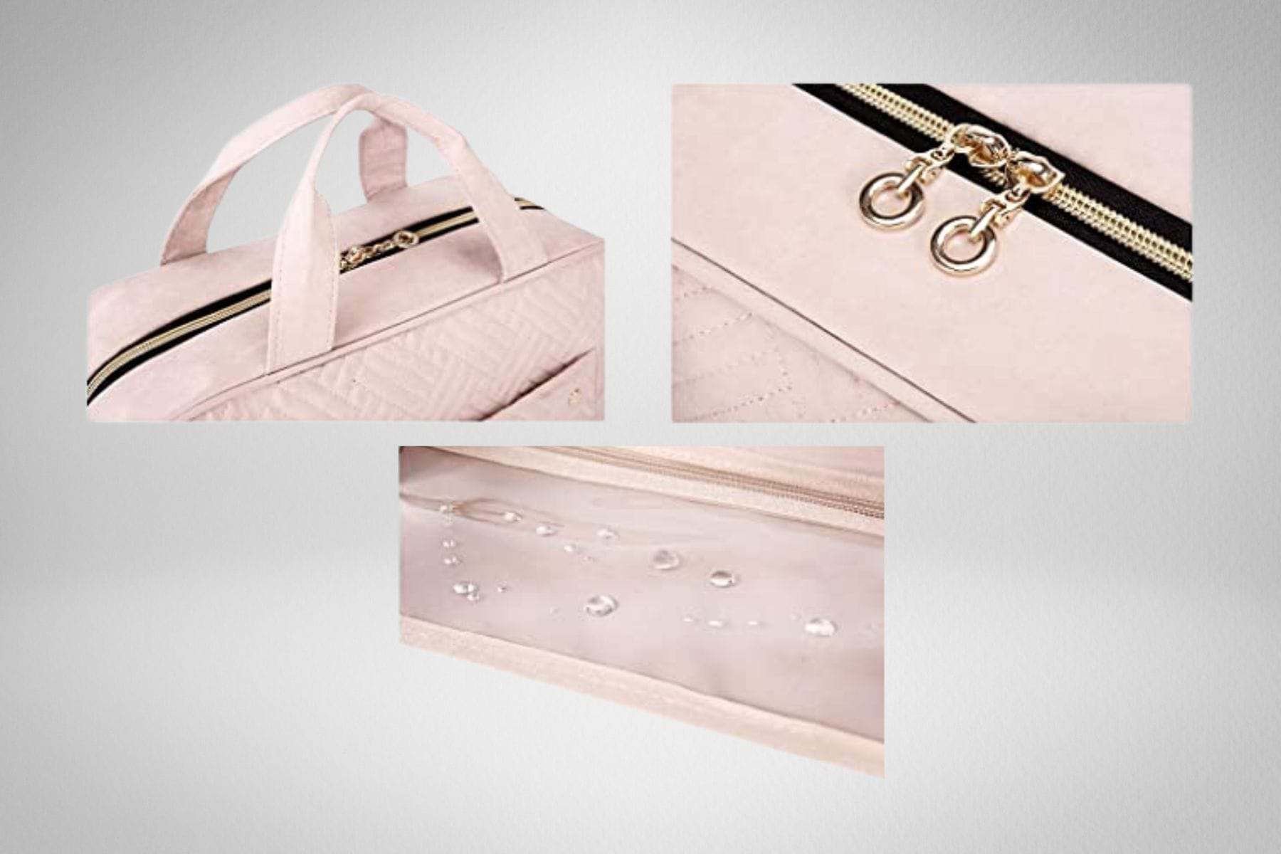 Large handles, 2-way zipper pull, and water-resistant clear PVC. 
