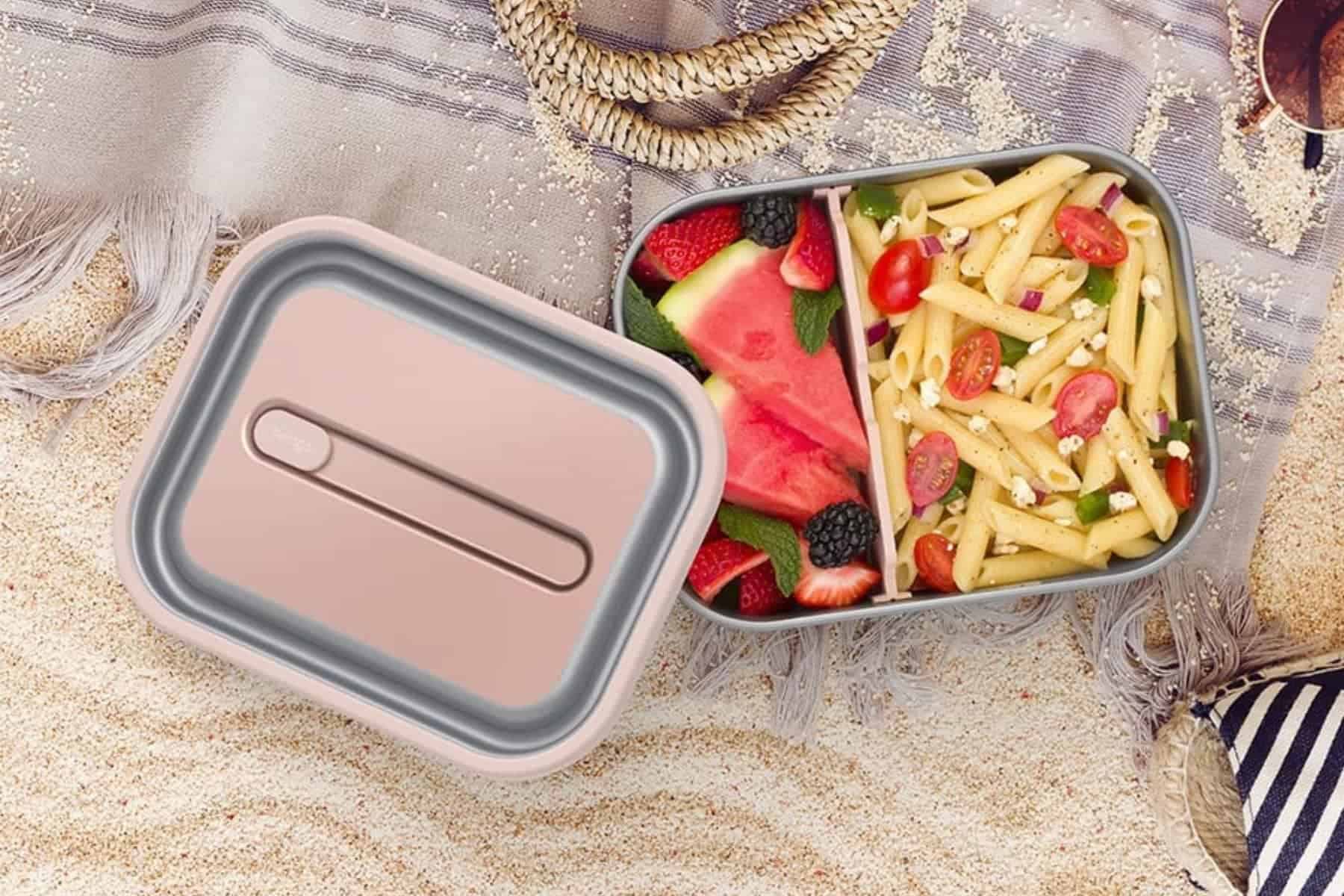 Bentgo Stainless Steel Bento Box carries 1200 mL/5 cups. 
