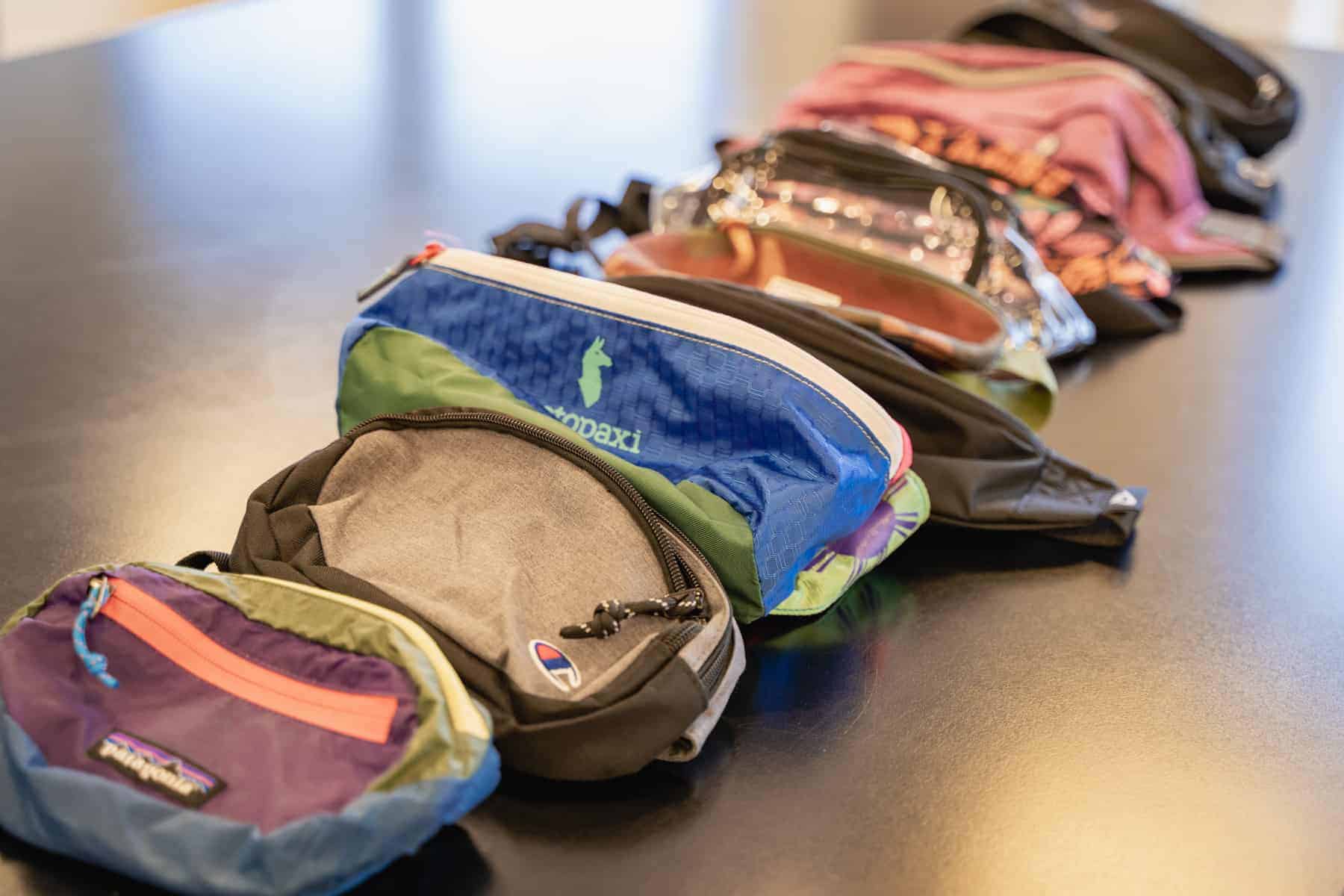 Closeup Features Of Different Fanny Packs