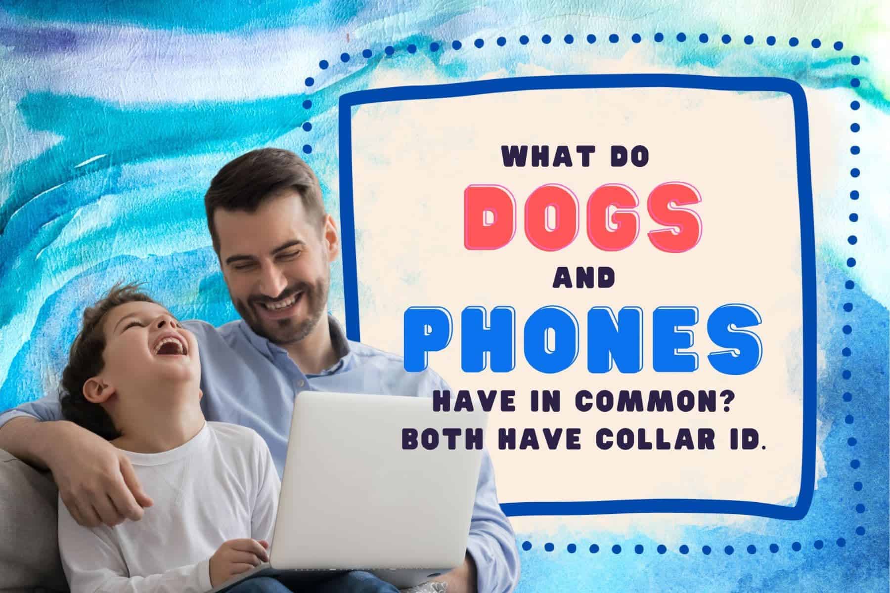 corny dad jokes. what do dogs and phones have in common? both have collar id.