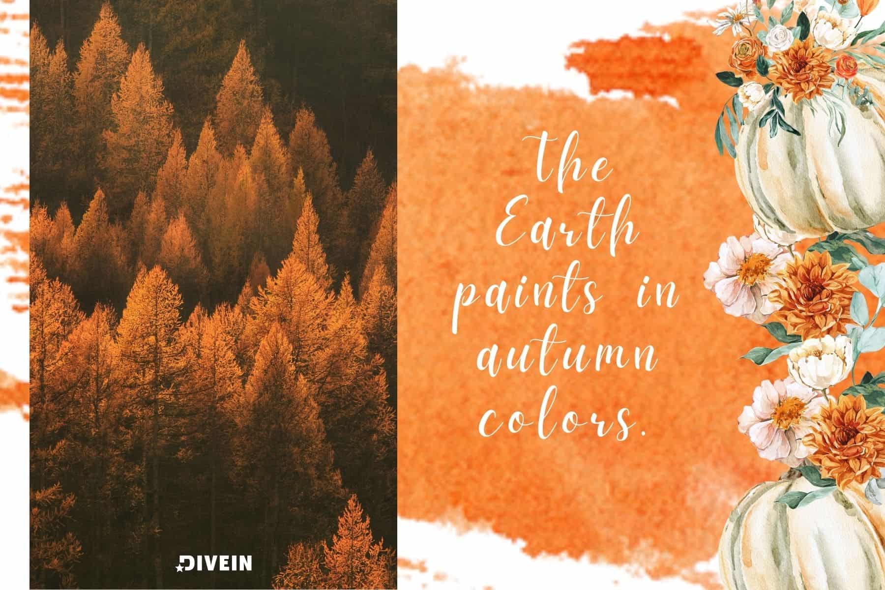 fall photo dump captions. the earth paints in autumn colors