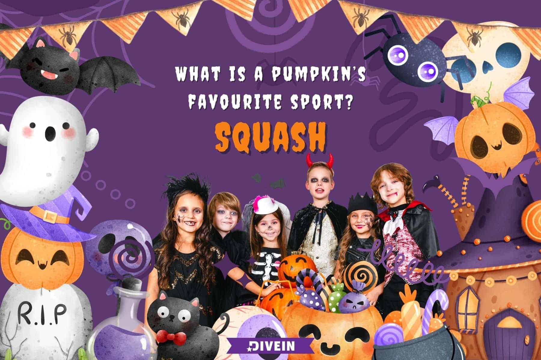 funny halloween jokes for kids. what is a pumpkins favorite sport. squash