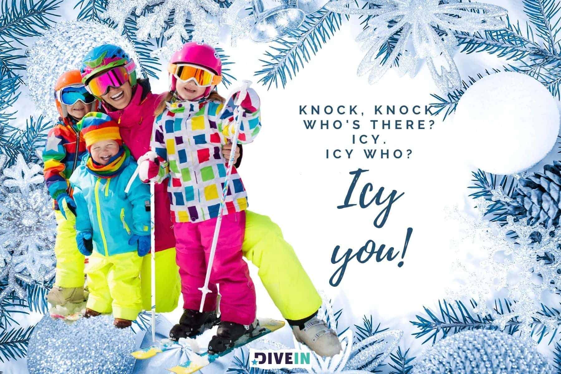 knock knock winter jokes for kids. icy you.