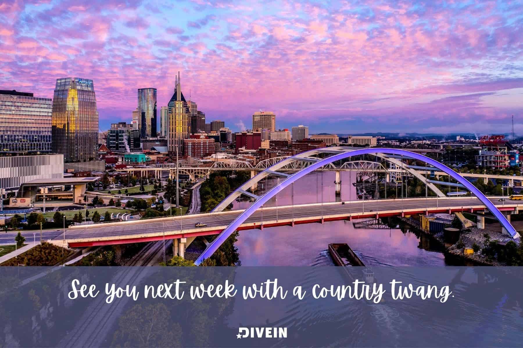 funny nashville captions and quotes for instagram. see you next week with a country twang