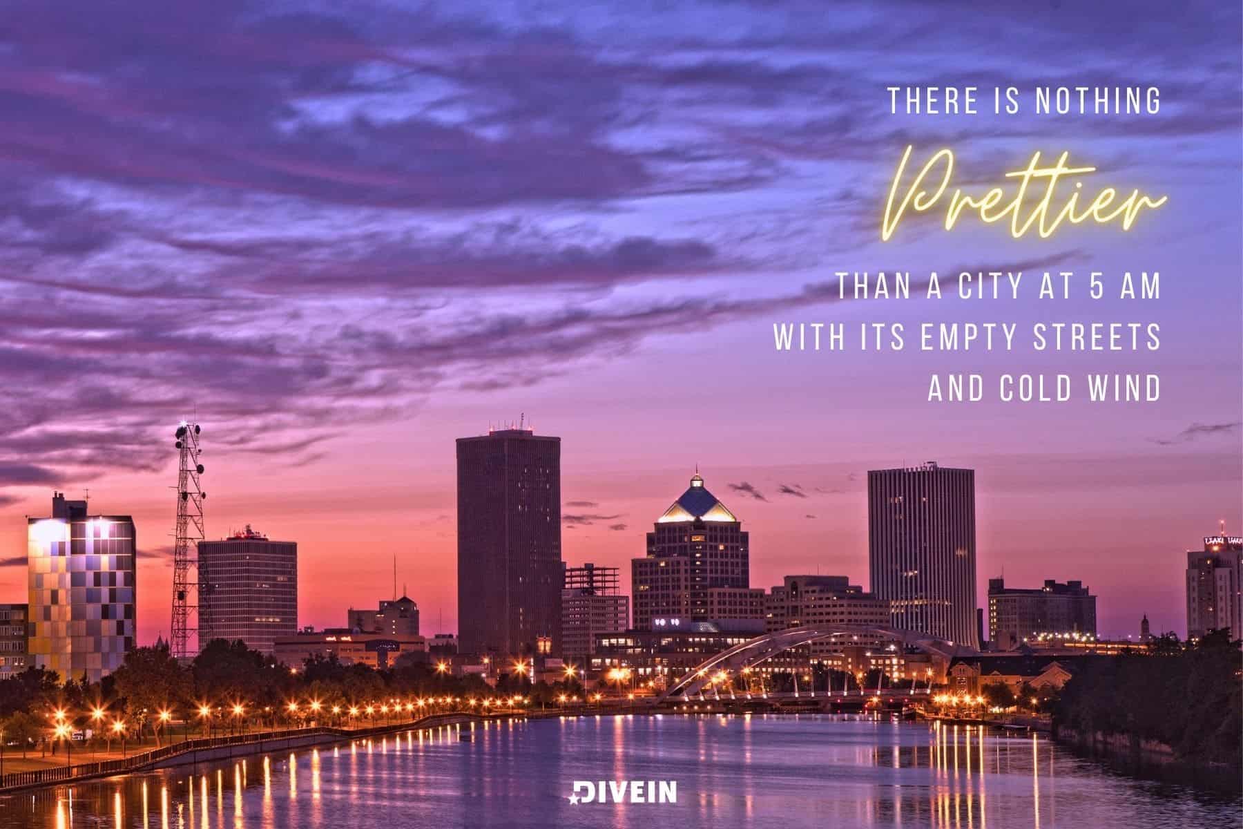 good new york photo captions. there is nothing prettier than a city at 5 am with its empty streets and cold wind