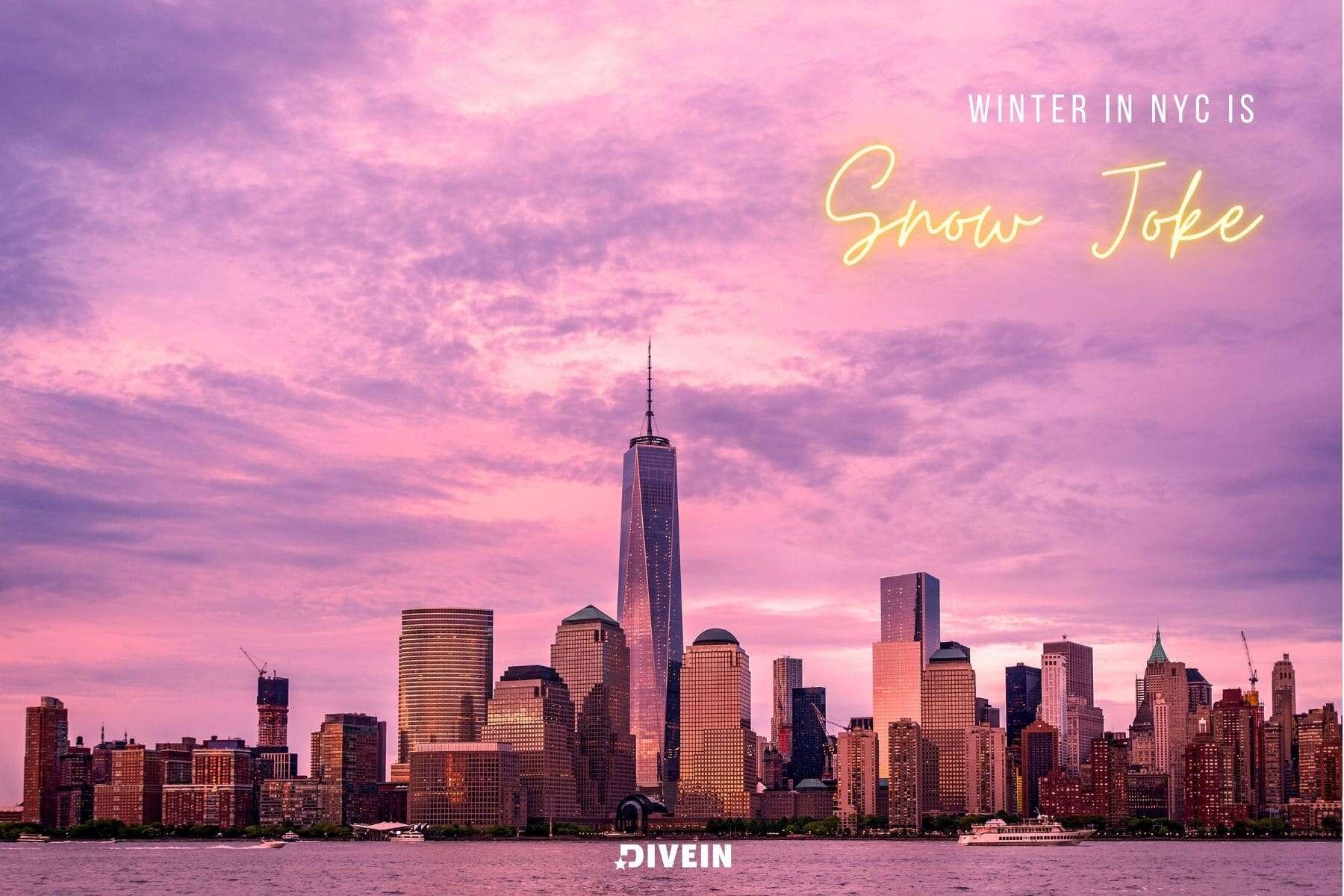 funny new york captions. winter in nyc is snow joke