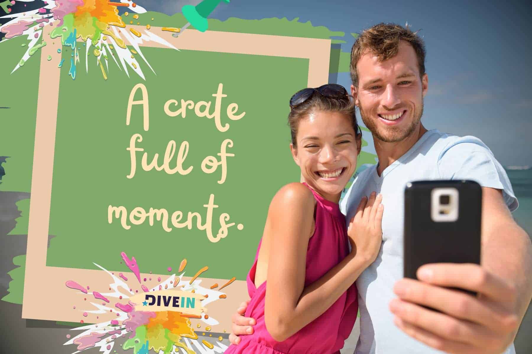 beach photo dump captions. a crate full of moments