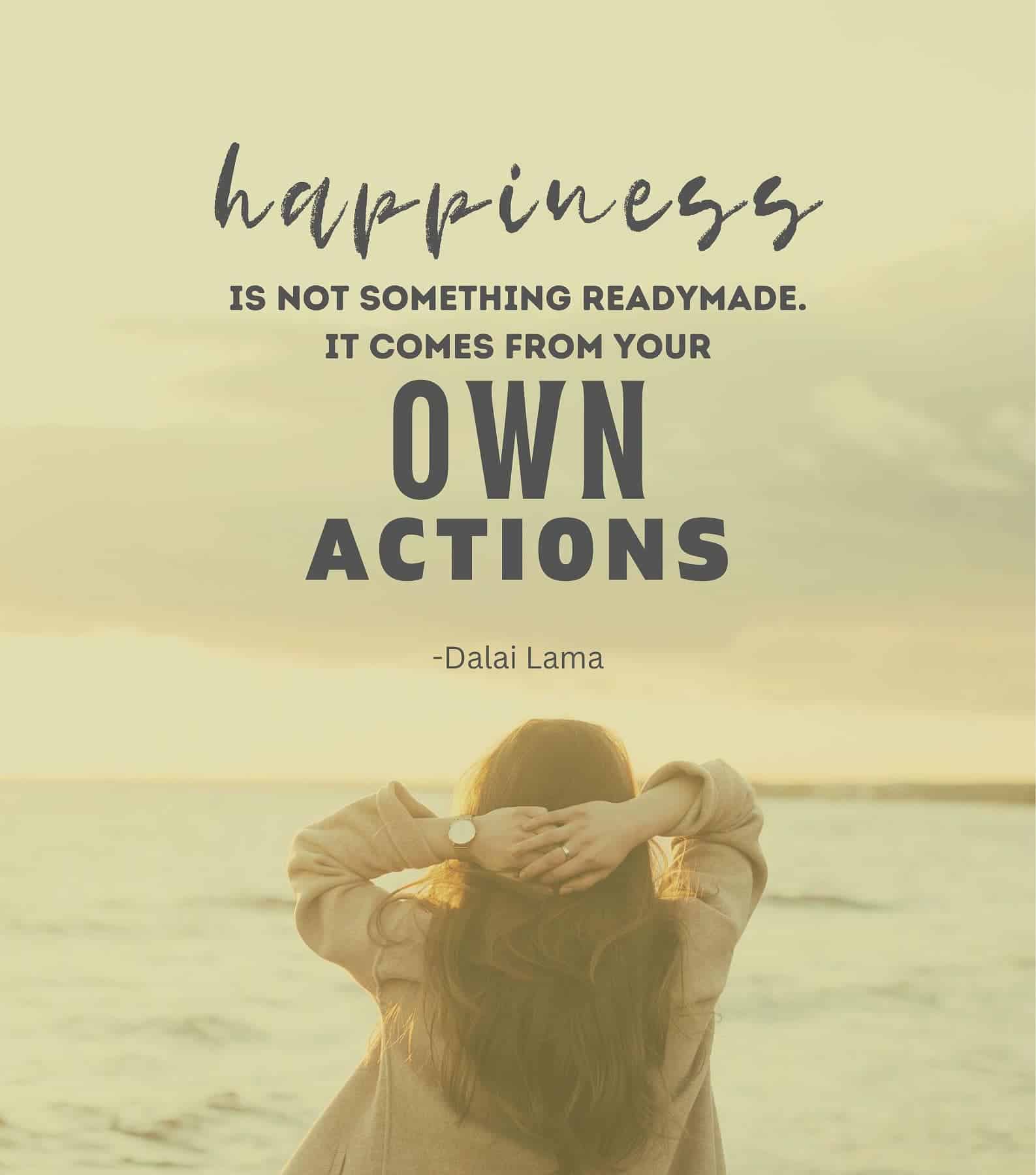 Self growth quotes. Happiness is not something readymade. It comes from your own actions.
