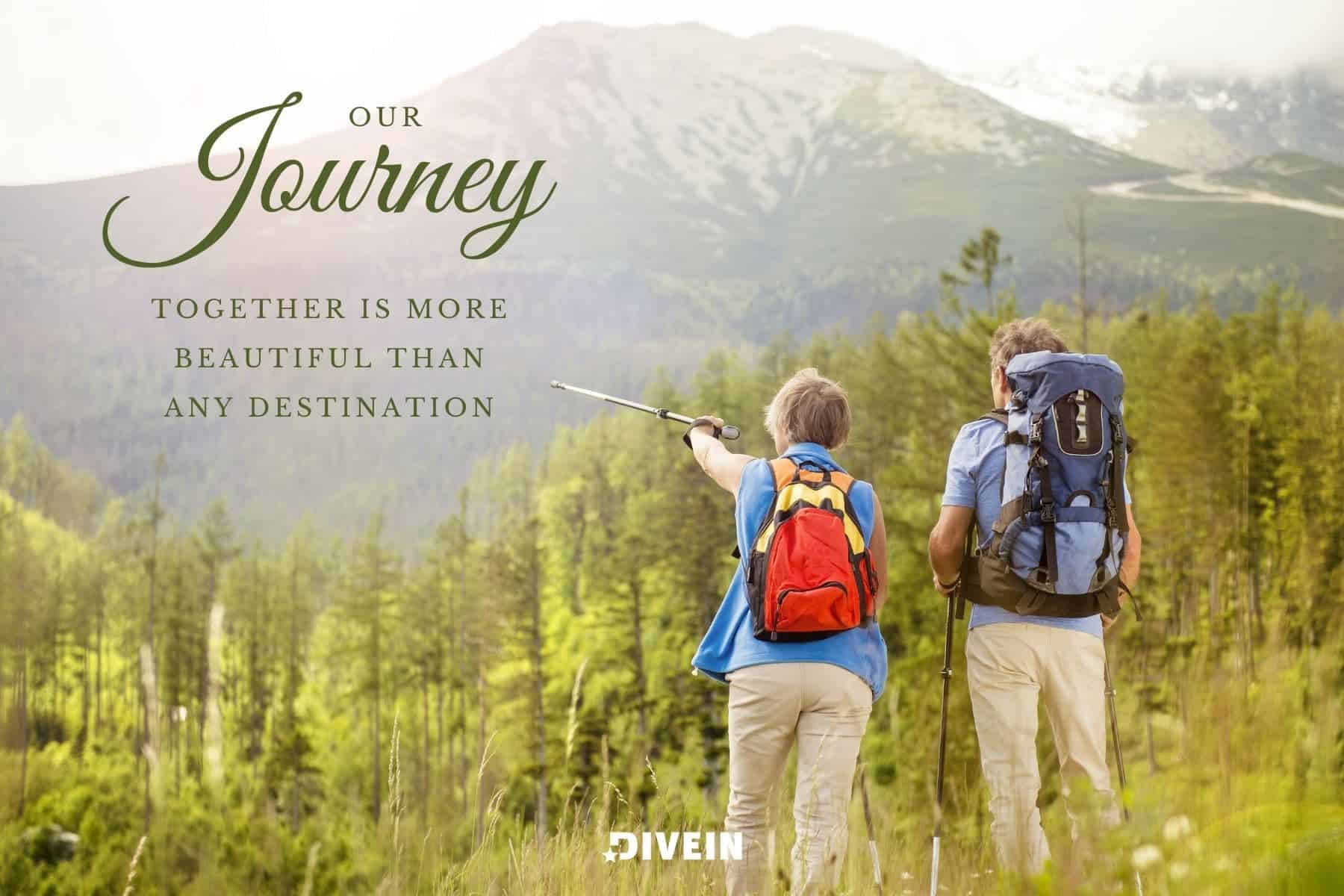 short couple travel captions for instagram. our journey together is more beautiful than any destination.