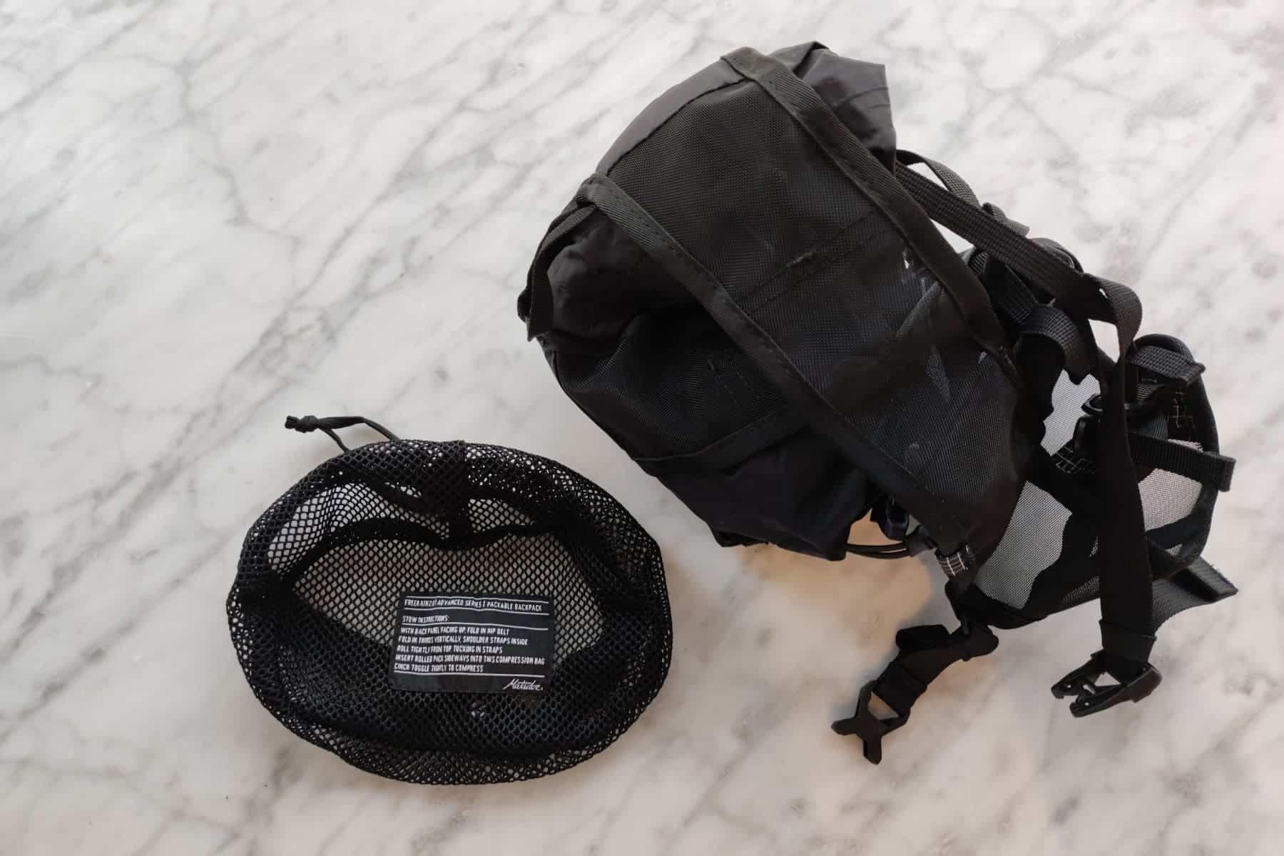 backpack with mesh pouch
