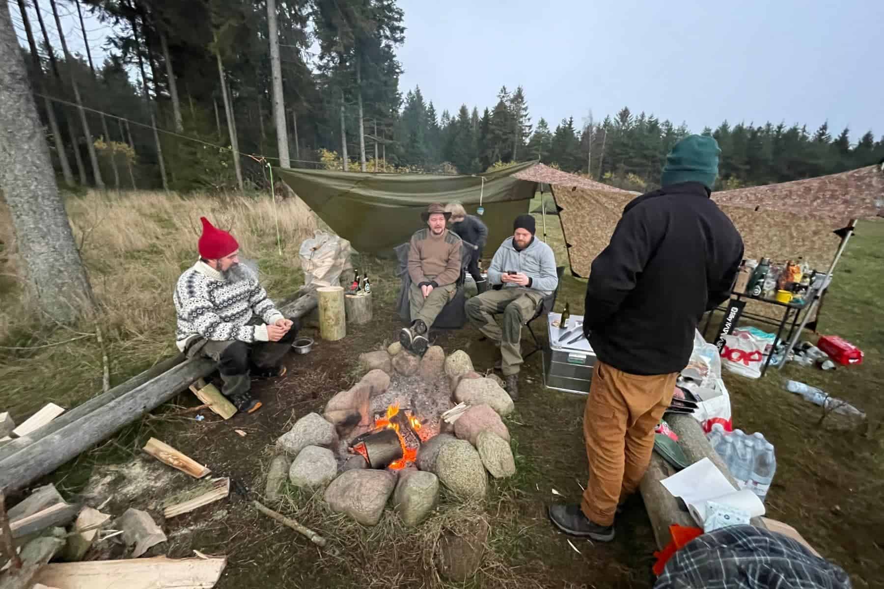 Camping In Winter People With Jackets