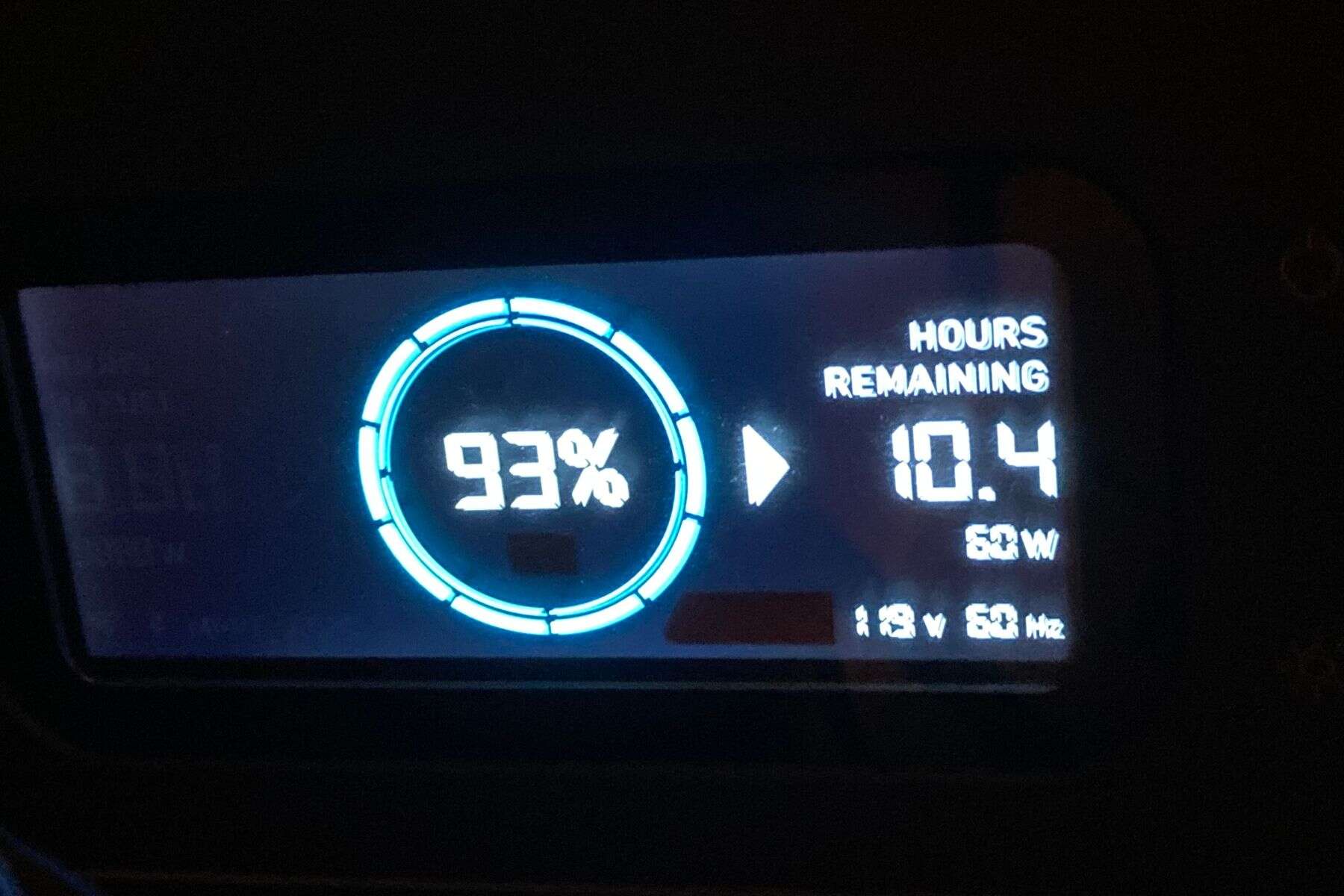 The Geneverse HomePower One Pro brightly displays how much charge is left during usage
