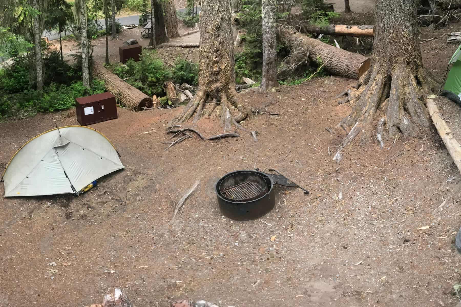 White River campsites come equipped with a fire ring, a bear locker, and picnic tables to enjoy
