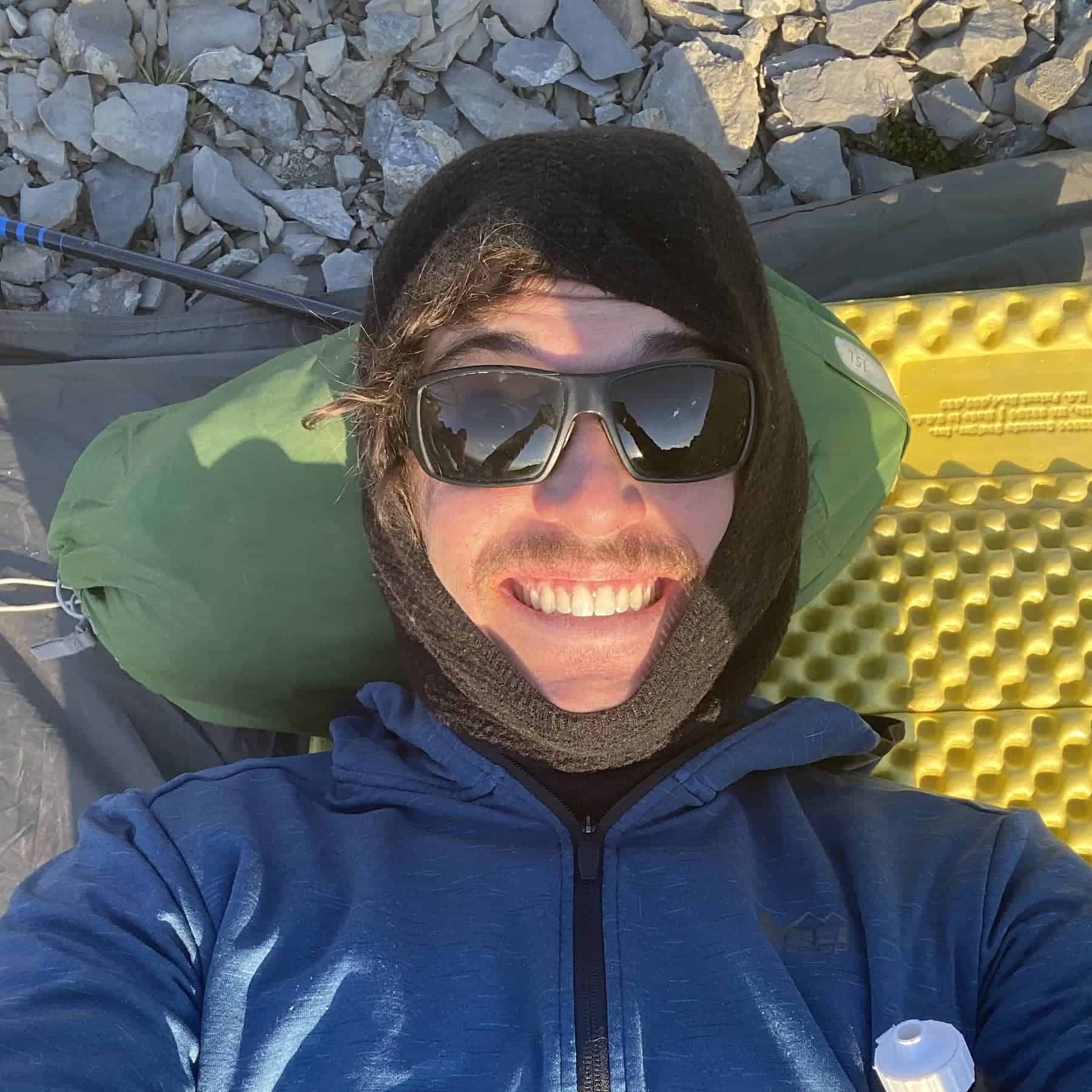 Lounging in my base layer and midlayer while waiting for the sun to set
