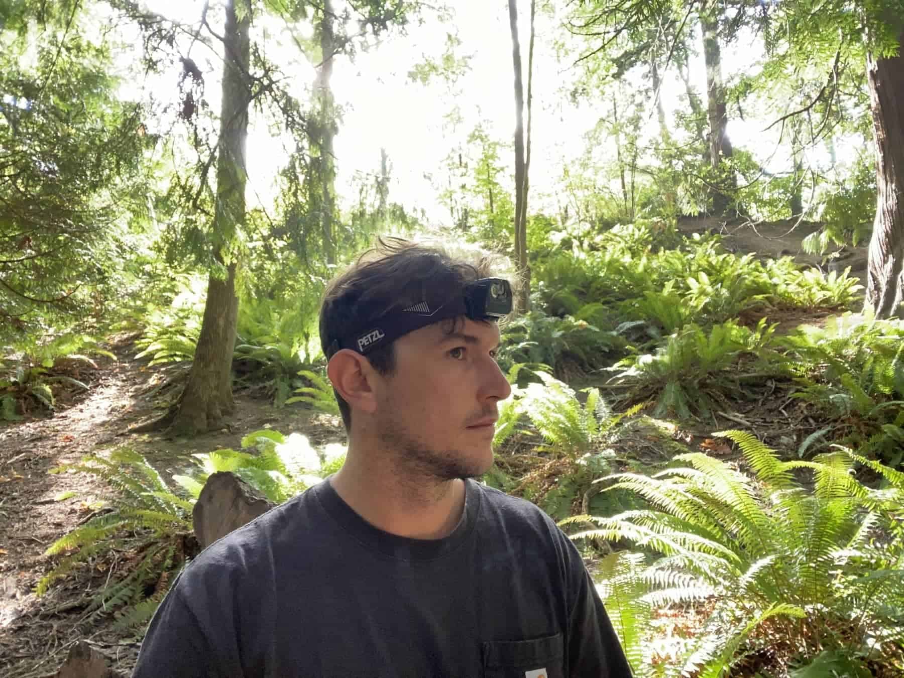 Petzl Actik Core Headlamp Man Testing On Woods