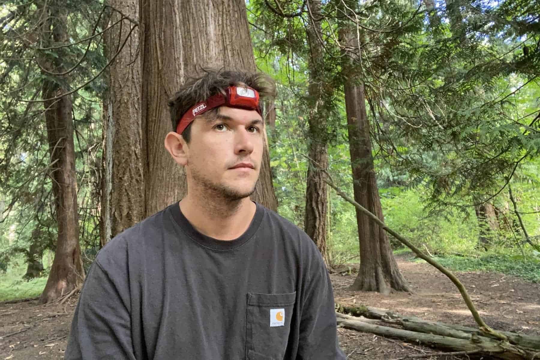 Petzl Tikkina Headlamp Testing On Woods Sitting