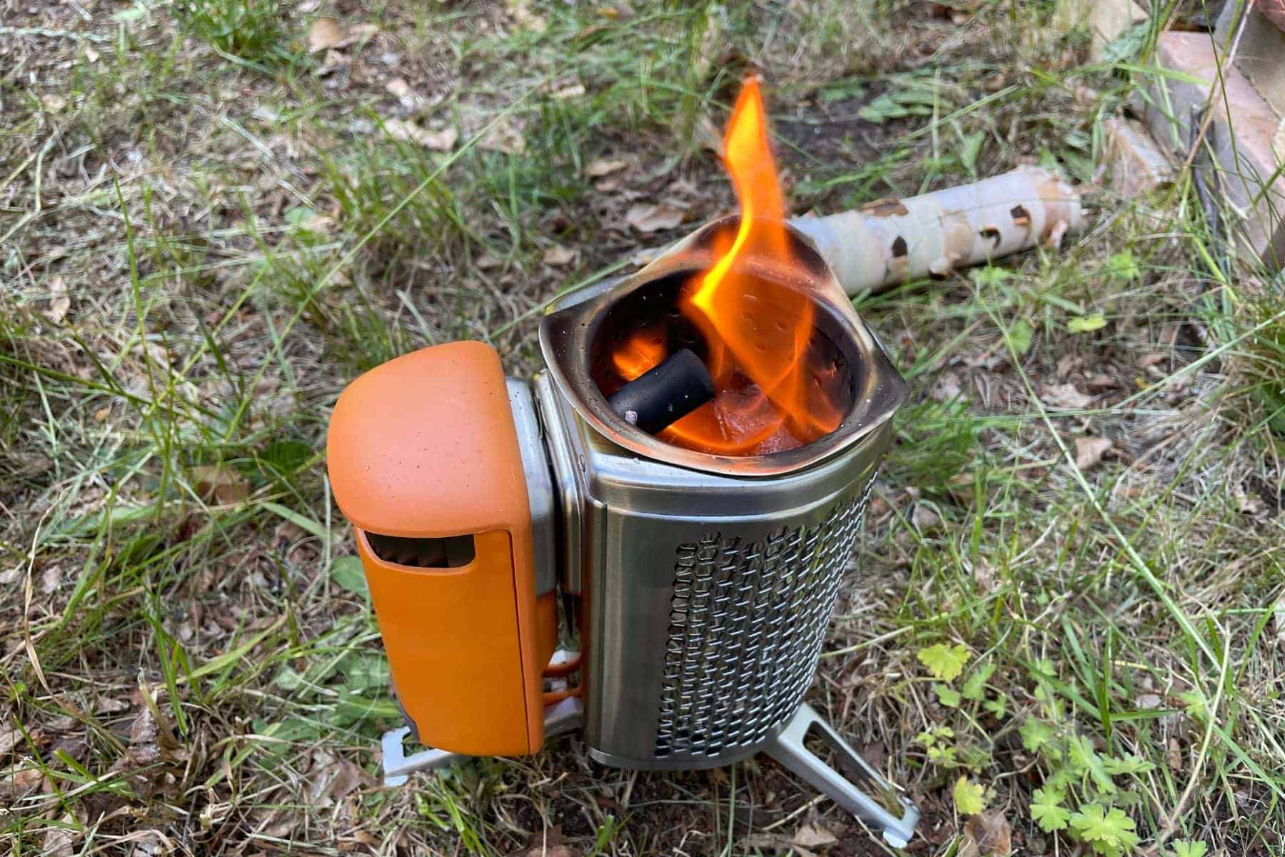 Biolite's battery-powered fan system makes starting a fire easy. It also provides a means to control the flames and heat for cooking.