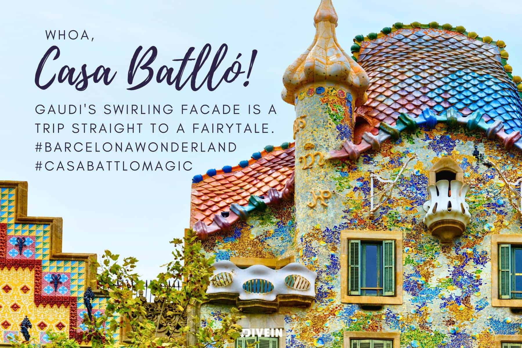 instagram captions for casa batllo. whoa casa batllo. gaudis swirling facade is a trip straight to a fairytale