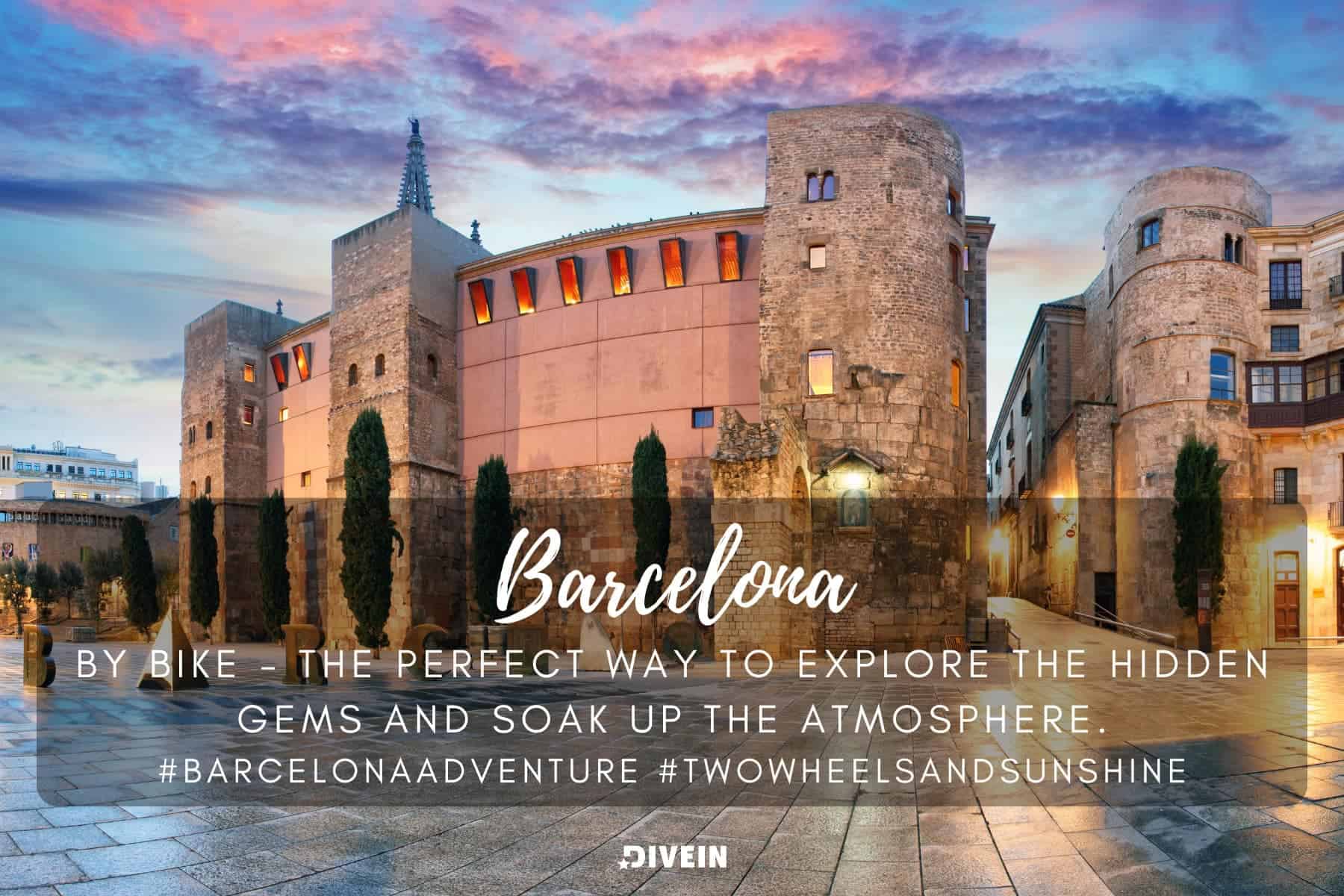 vacation captions for barcelona. barcelona by bike. the perfect way to explore the hidden gems and soak up the atmosphere
