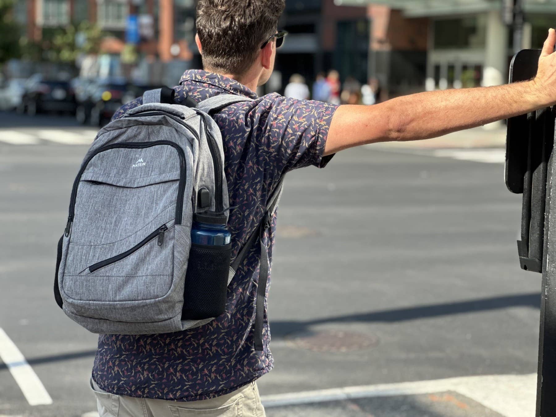 Matein Travel Laptop Backpack On Street Bus