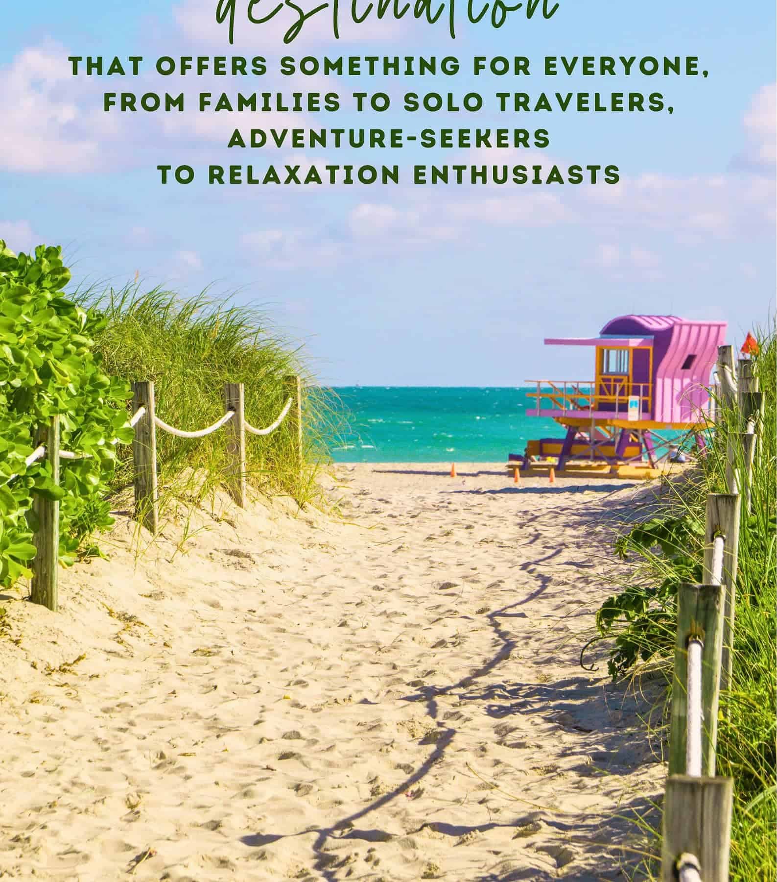 Travel Miami Quotes. Miami is a destination that offers something for everyone, from families to solo travelers, adventure-seekers to relaxation enthusiasts.