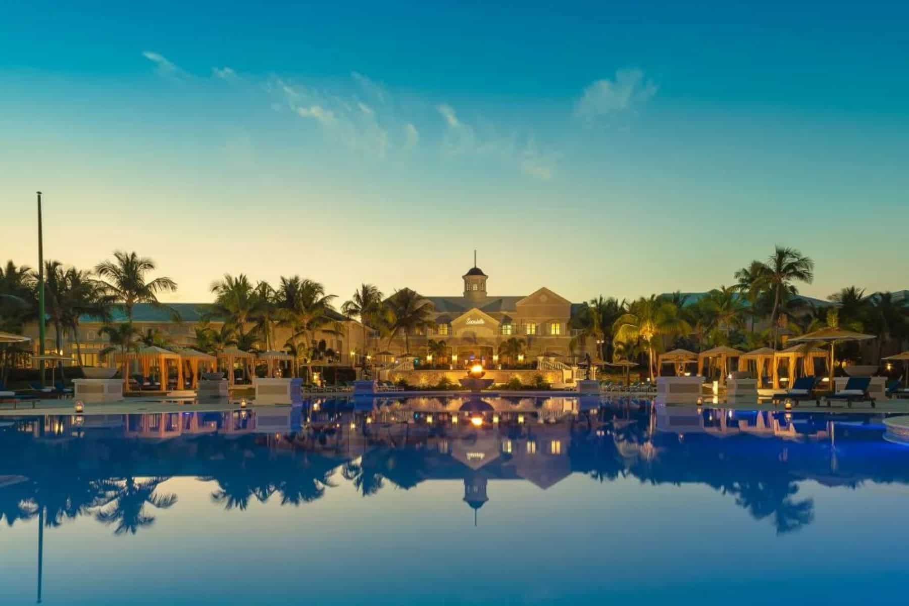 Night View Of Sandals Emerald Bay In Bahamas