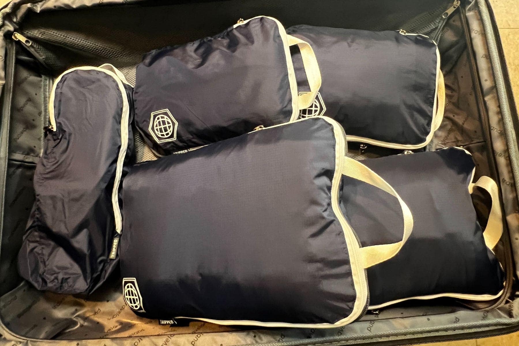 Tripped Compression Packing Cubes Five Bags