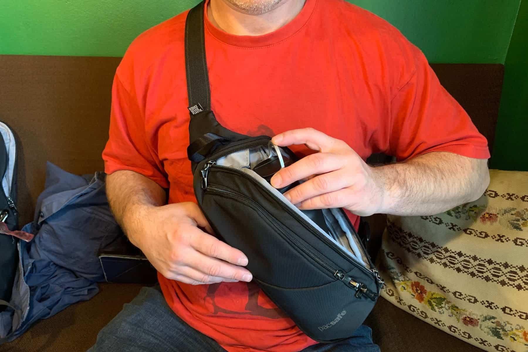 Pacsafe Vibe 150 Crossbody Sling Close Up