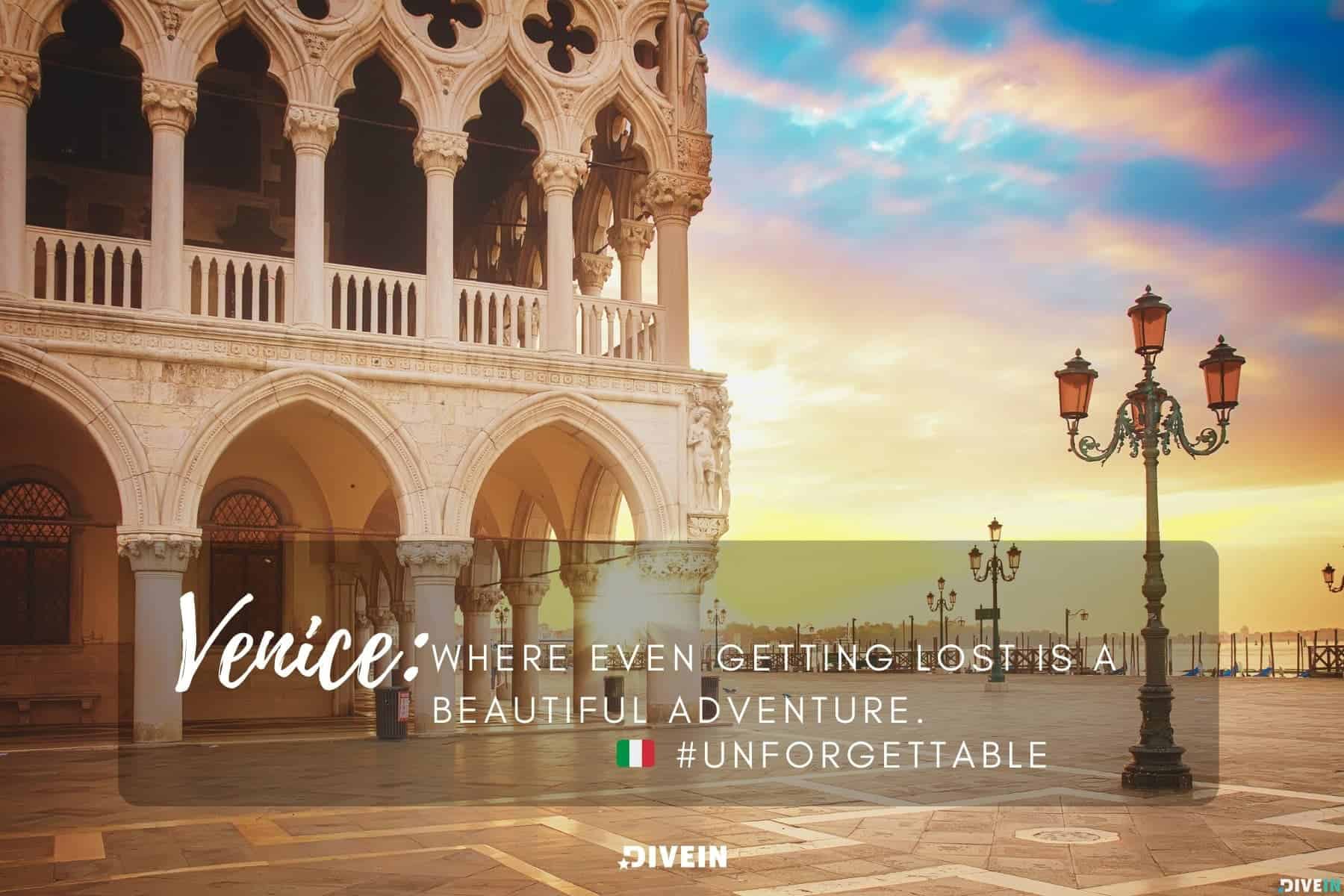 venice travel captions. venice: where even getting lost is a beautiful adventure.